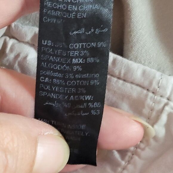 WHBM Mini Skirt 10 Tan Cotton Stretch Aline Button Front Cargo Safari Pockets - Picture 13 of 14